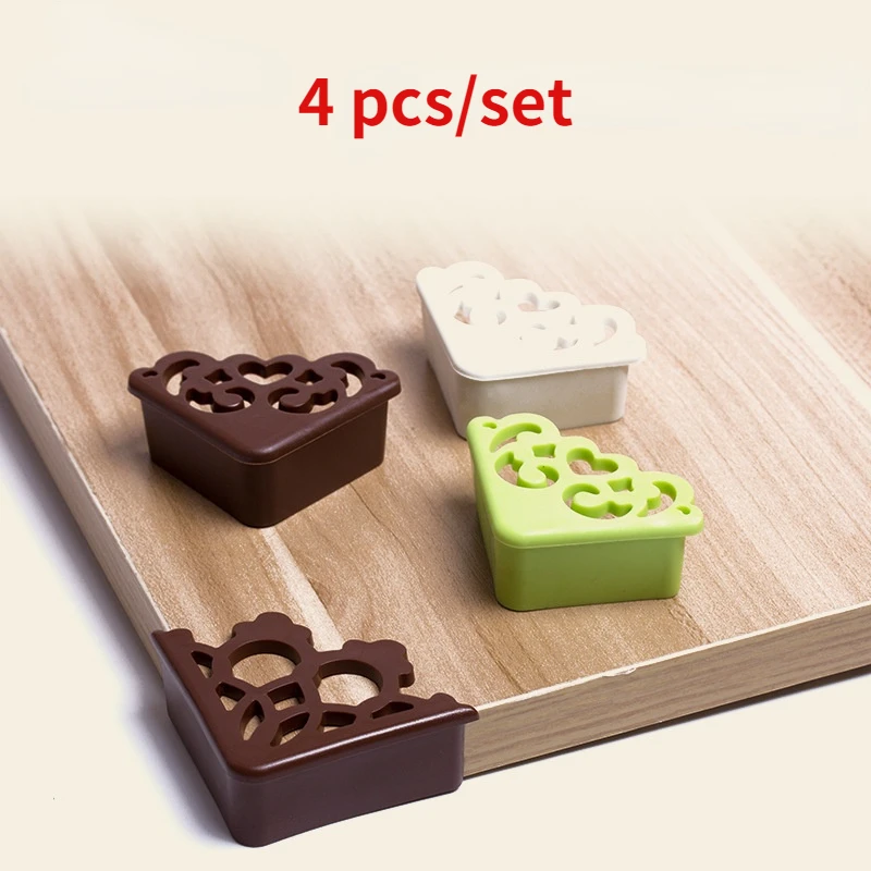 4 Pcs/set PVC Solid Color Heart-shaped Right-angle Table Corner Protective Cover Anti-collision Protection Angle for Babies Kids