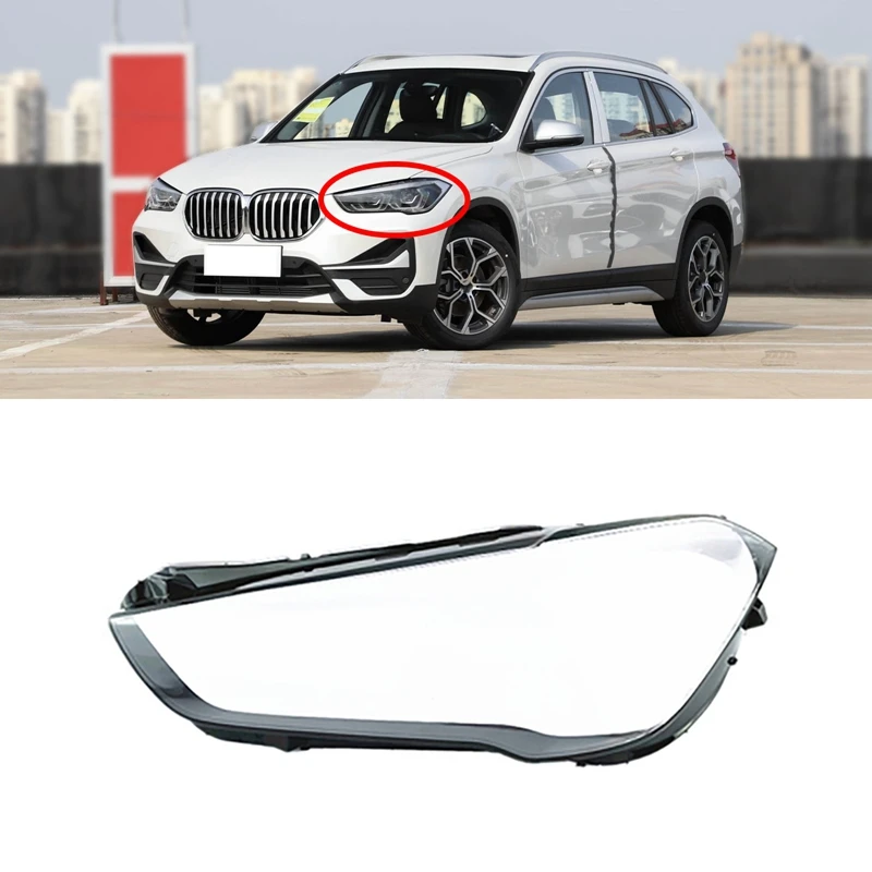 For -BMW X1 F49 2020-2021 Car Transparent Lampshade Headlight Cover Glasses Lamp Shade Headlight Shell Cover Lens