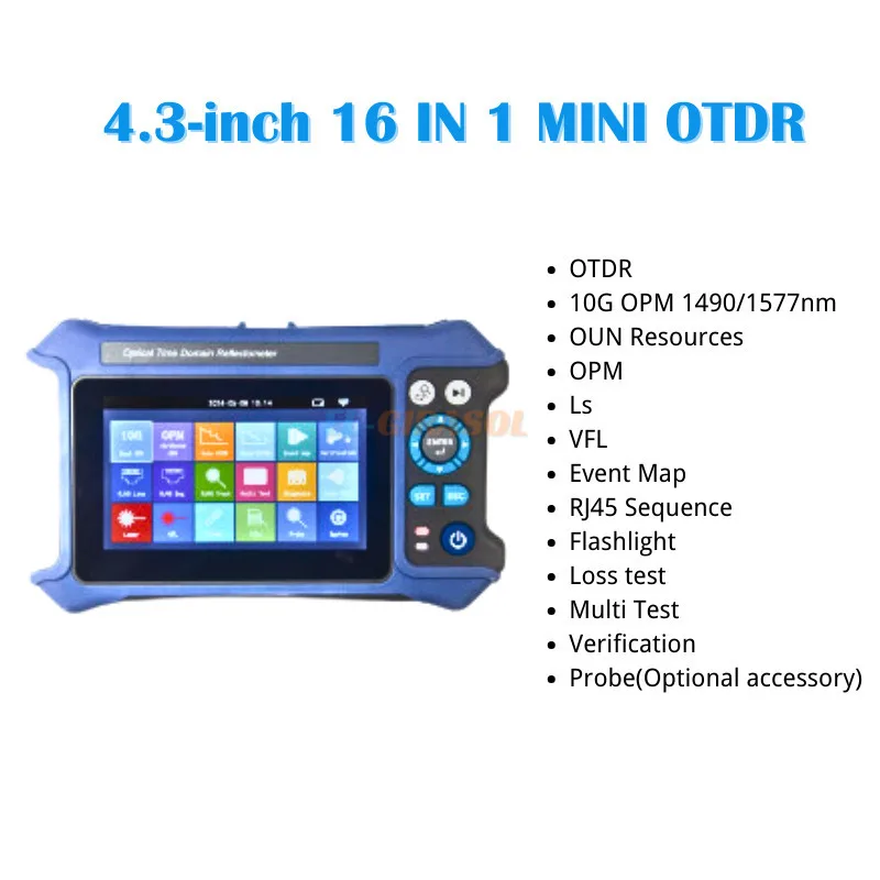 Mini OTDR JW3302K 4.3-inch Touch Screen 16 in 1 Expert OTDR Event Map 10G OPM 28dB Dynamic Range 1310/1550/1625nm optional