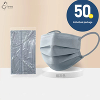 Disposable Non-woven Face Masks for Adults, 3 Layer Ply Filter, Anti Dust, Breathable Mouth Mask, Gray, Fashion, 50Pcs