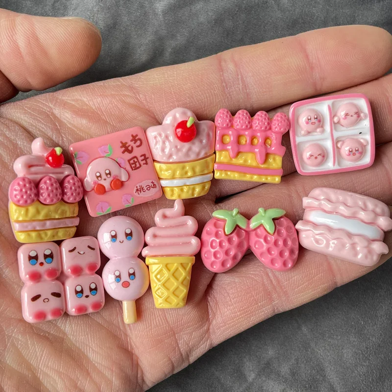 Cartoon Pink Cake Ice Cream Fake Food Play Resin Cabochons Flatback Scrapbook Diy Wedding Hairpin Accessories Diy Craft Supplies