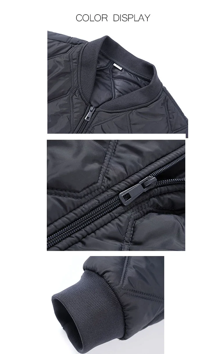 Gesteppte Herrenjacke Warme Winter-Steppjacke Parka Lässige Modische Oberbekleidung Wattierte Baumwollmäntel mit Stehkragen Herrenkleidung Top – Detail 12