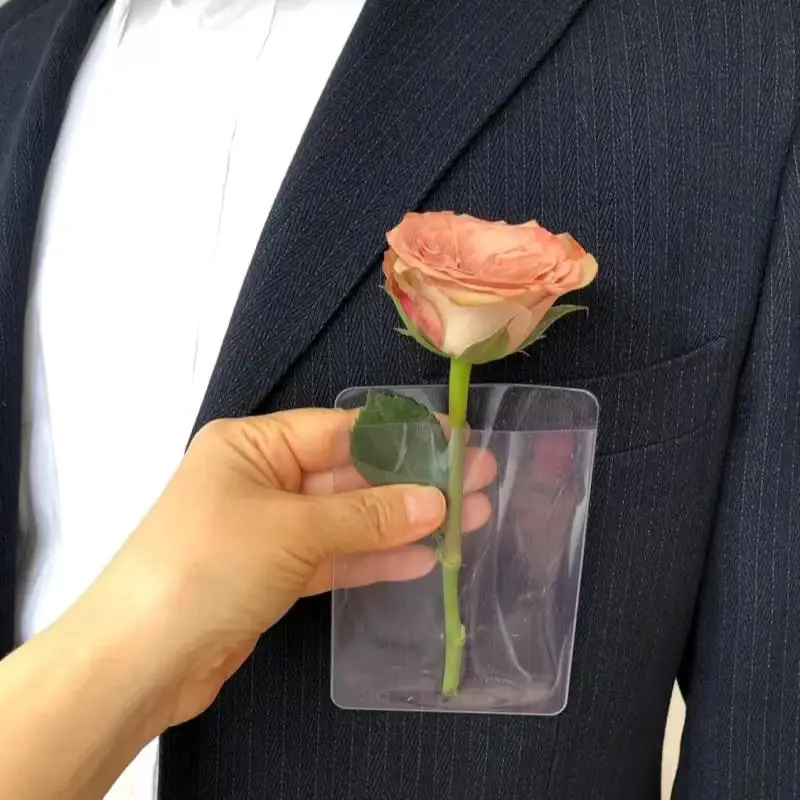 10/30/50 unidades de fundas de plástico para boutonnière de bolsillo, para novio y padrinos de boda, soportes para pañuelos de bolsillo, se ajustan al bolsillo del traje