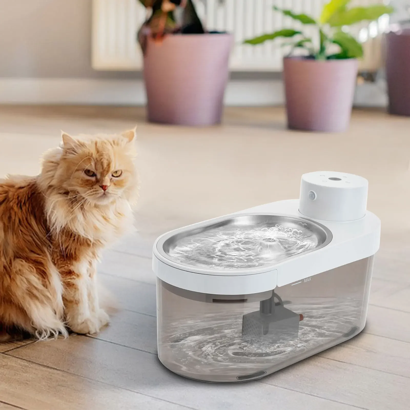 

Automatic Pet Water Dispenser, Pet Water Dispenser, Stainless Steel & Cordless Design, Large Capacity with 3 Water Outlet