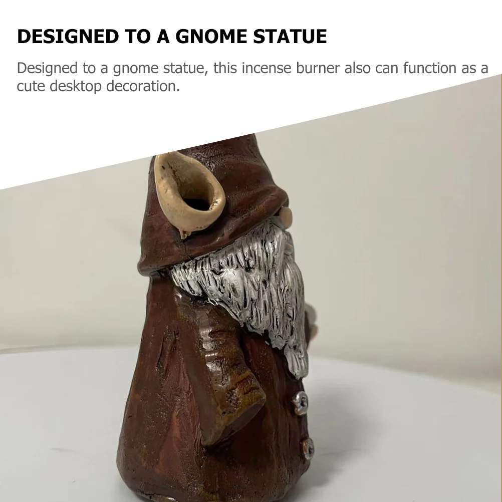 

Incense Burner Cone Holder Gnome Statue Decoration Stick Resin Christmas Gift Home Office Yoga Teahouse Multifunctional