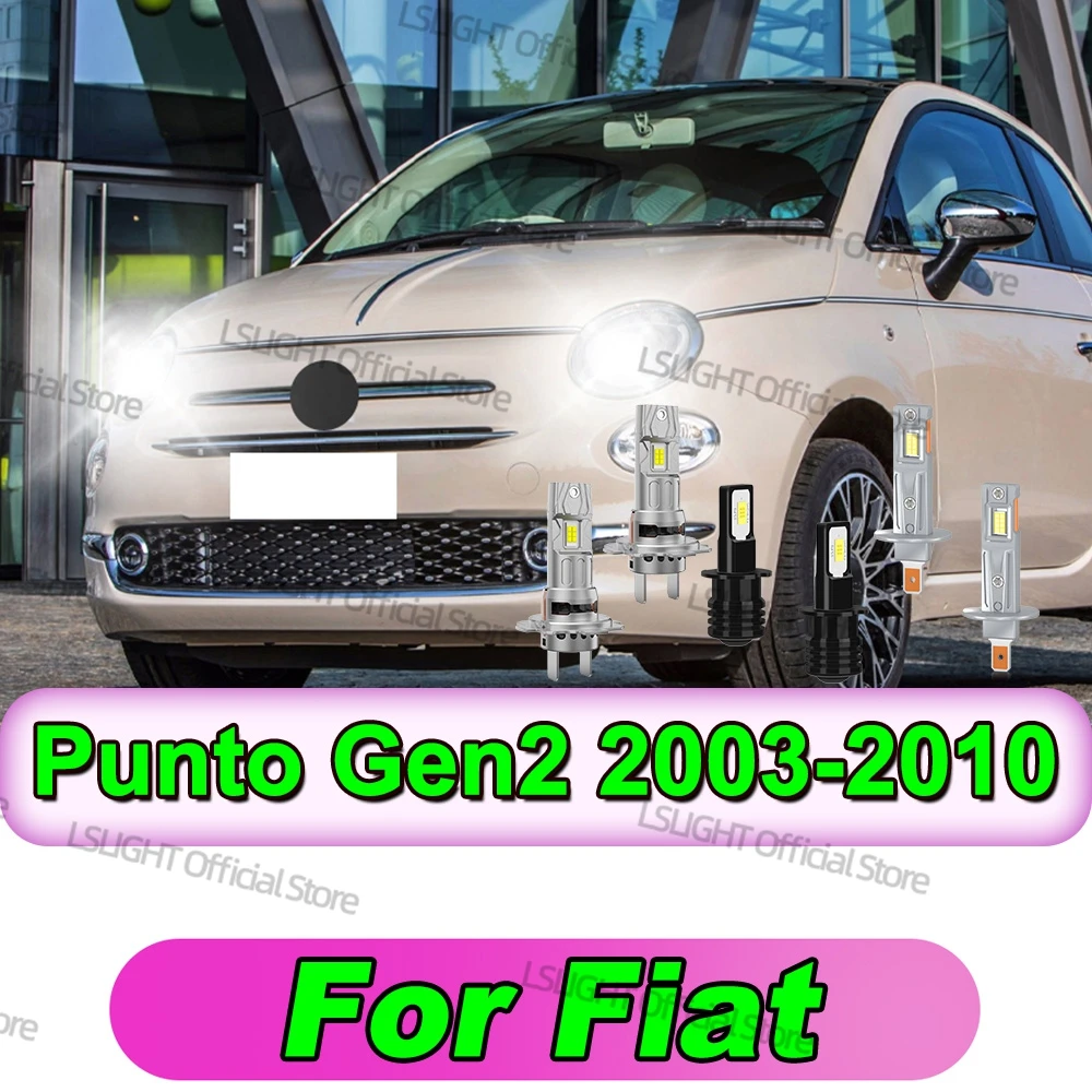 2/6x Front Headlights 3570 CSP 6000K Fog Lamp 12V Wireless Bulbs For Fiat Punto Gen2 2003-2010 2004 2005 2006 2007 2008 2009
