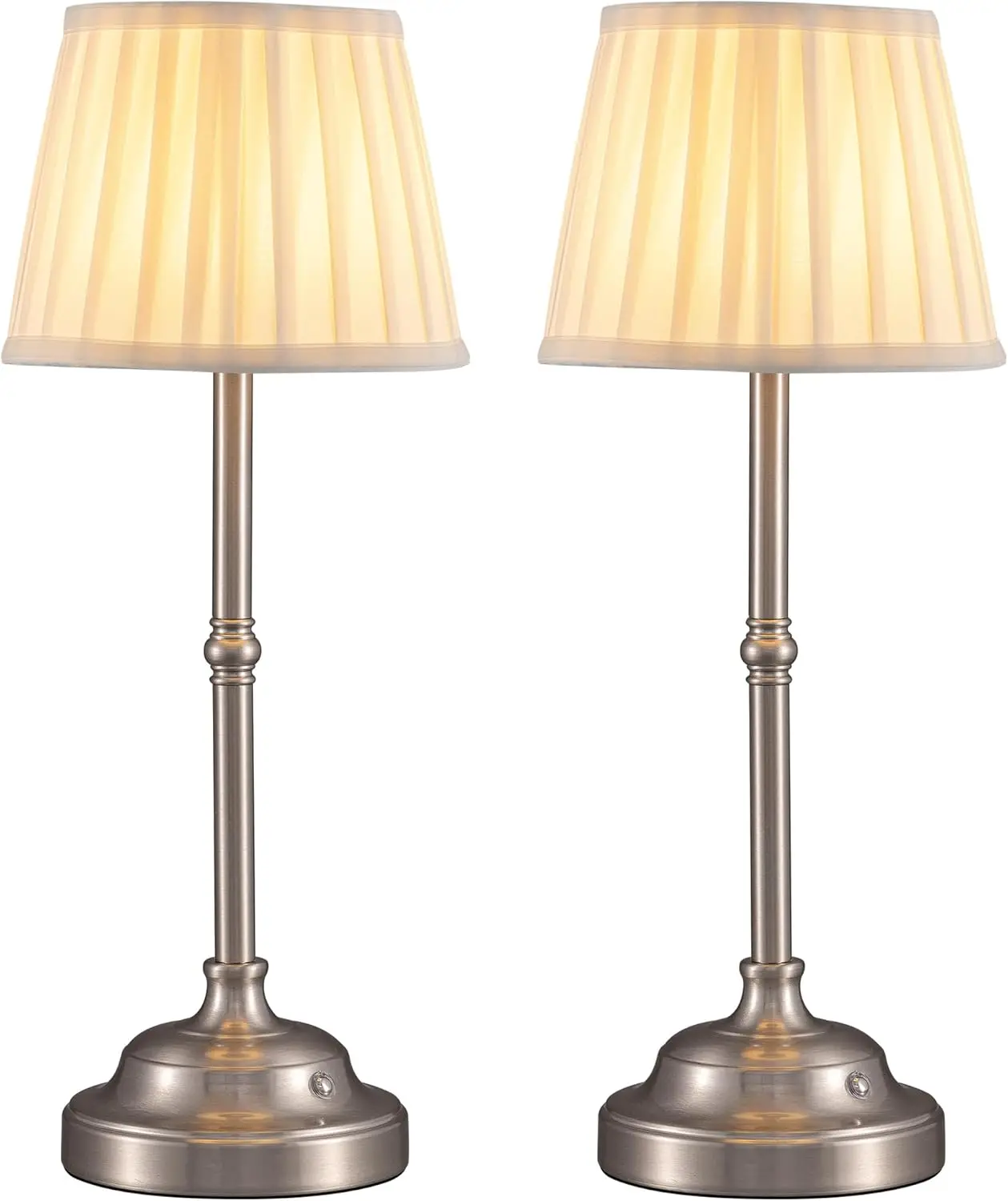 

Cordless LED Table Lamp Set of 2, Portable Fabric Shade Desk Lamps with Dimmable Warm Light for Bedroom and Dining