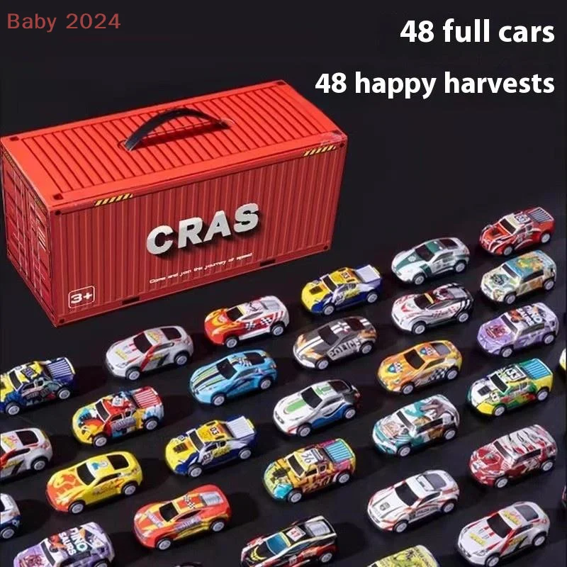 Ensemble de voitures d'ingénierie 48 pièces, conteneur de jouets, Simulation d'inertie en alliage, Mini voiture rétractable, cadeau d'anniversaire