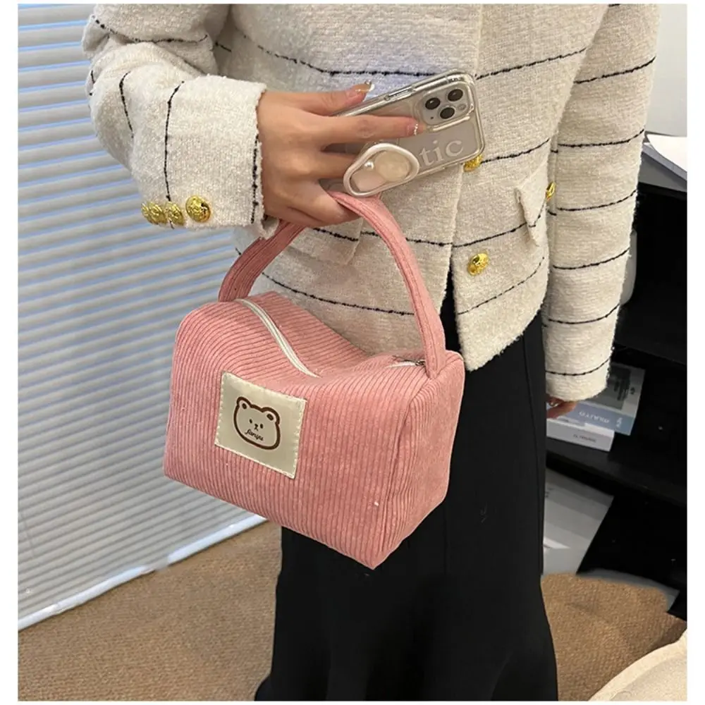 

Cute Corduroy Handbag Soft Large Capacity Cosmetic Bag Makeup Bag Women