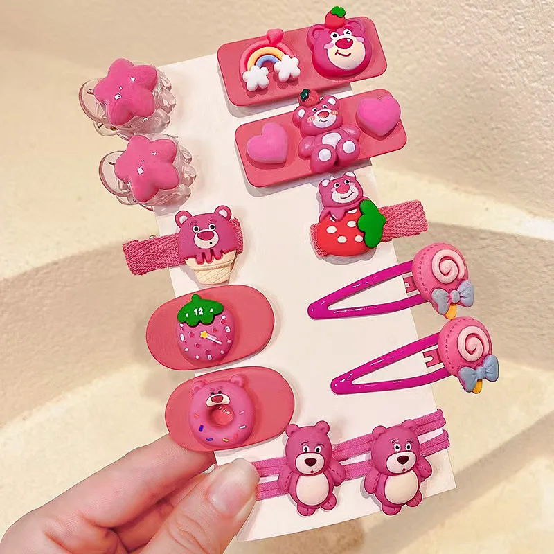 12Pcs Disney Cute Cartoon Hairpins Girls Lotso StellaLou Hello Kitty Hair Clips Toddler Girls Hairwear Gift