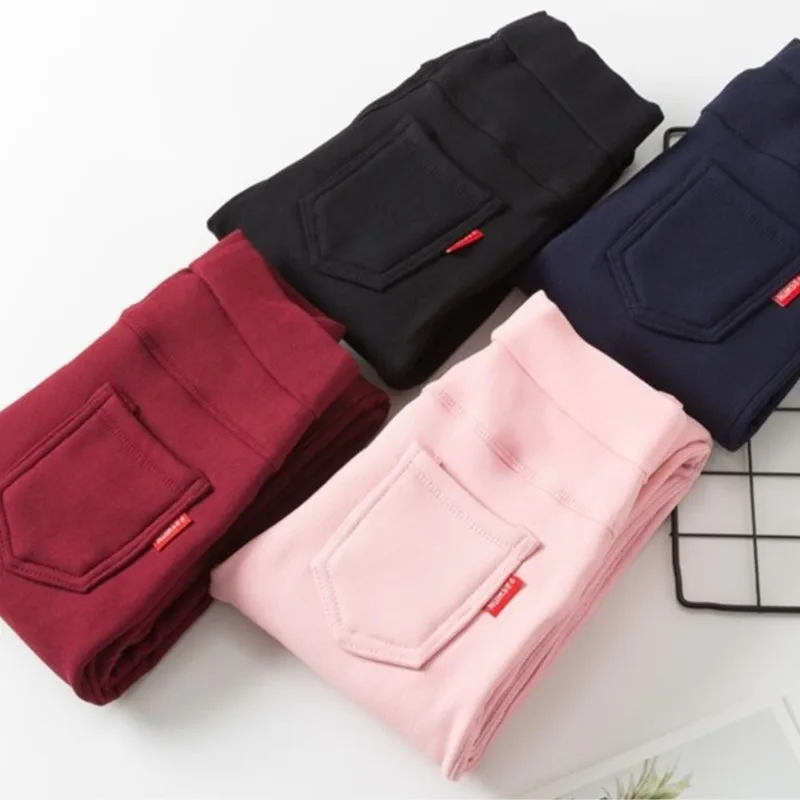 Legging pour Bébé Fille avec Sourire à l'Intérieur, Pantalon Crayon Chaud, Couleur Unie Fjsolide, Vêtements pour Enfant de 2 à 12 Ans, Collection Automne-Hiver