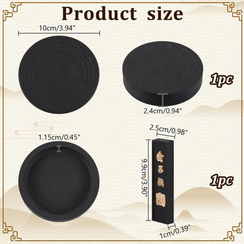 Chinese Calligraphy Inkstone Set with Ink Stick Traditional Inkstone for Calligraphy Practice and Painting Research