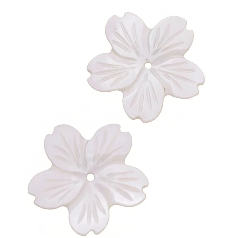 2 PCS Shell Natural White Mother of Pearl Jewelry Making 24mm 5petal