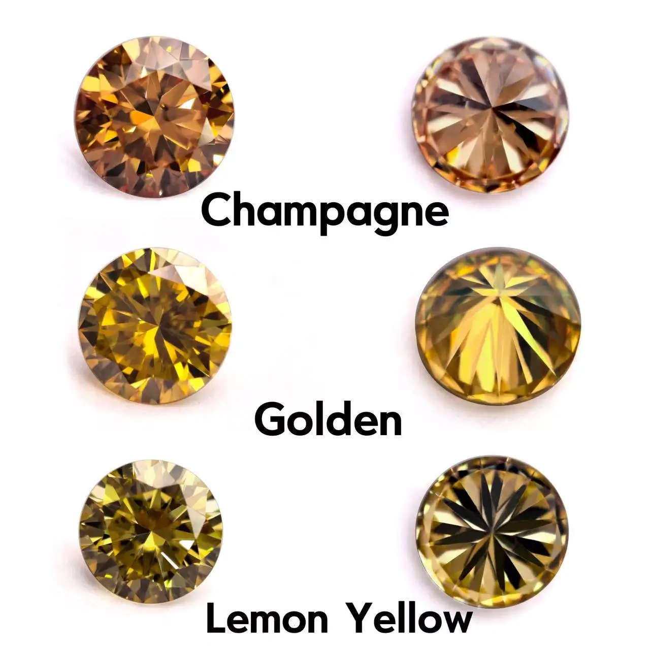 New Gold Yellow Lemon Yellow Champagne Moissanite Stone With Certificate Round Pear  Princess Asscher Cut for Jewelry Making