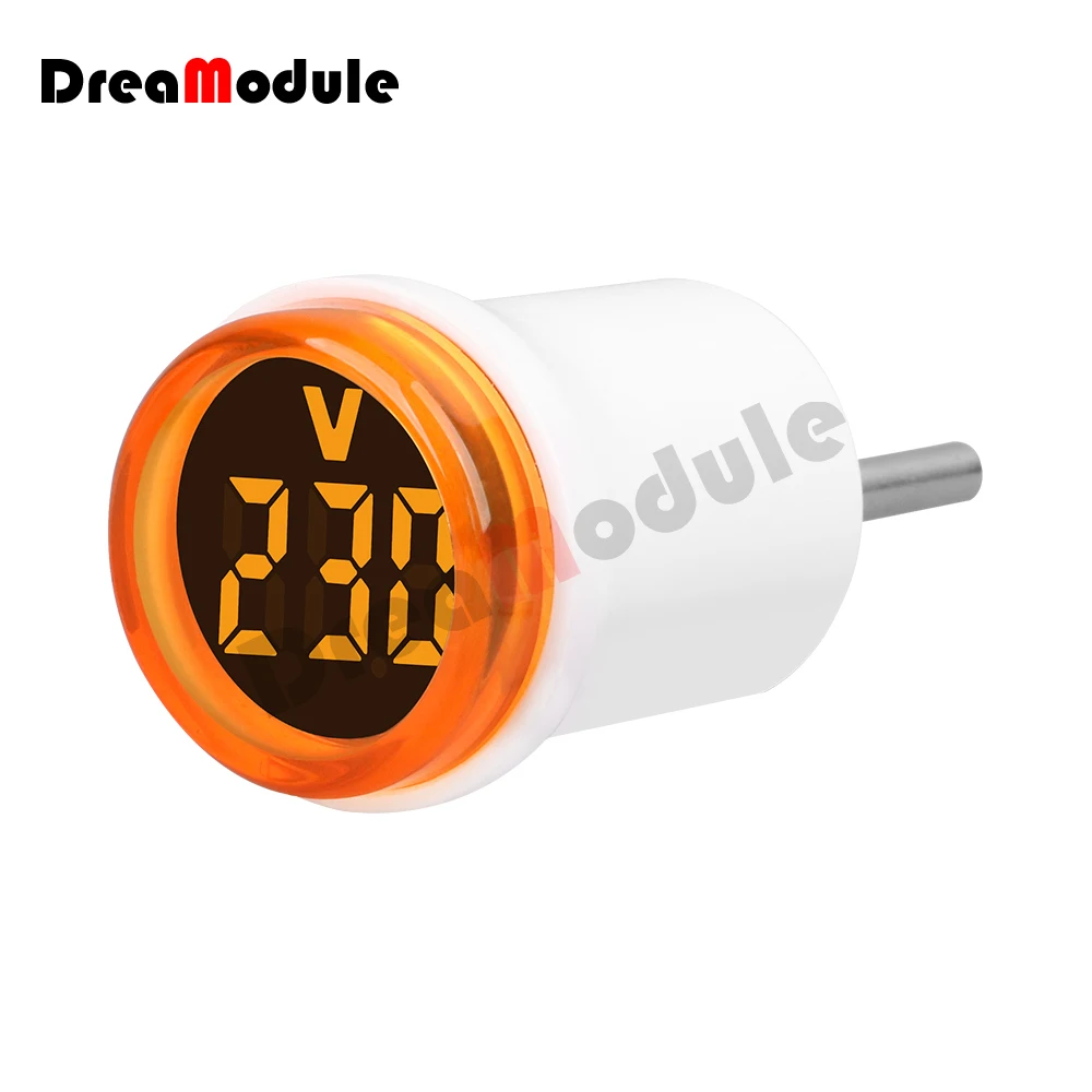 New Round LED Display AC Amp Volt Ampermeter Voltmeter Digital Voltage Current Ampere Meter Indicator 50-500V 230V  Eu Plug