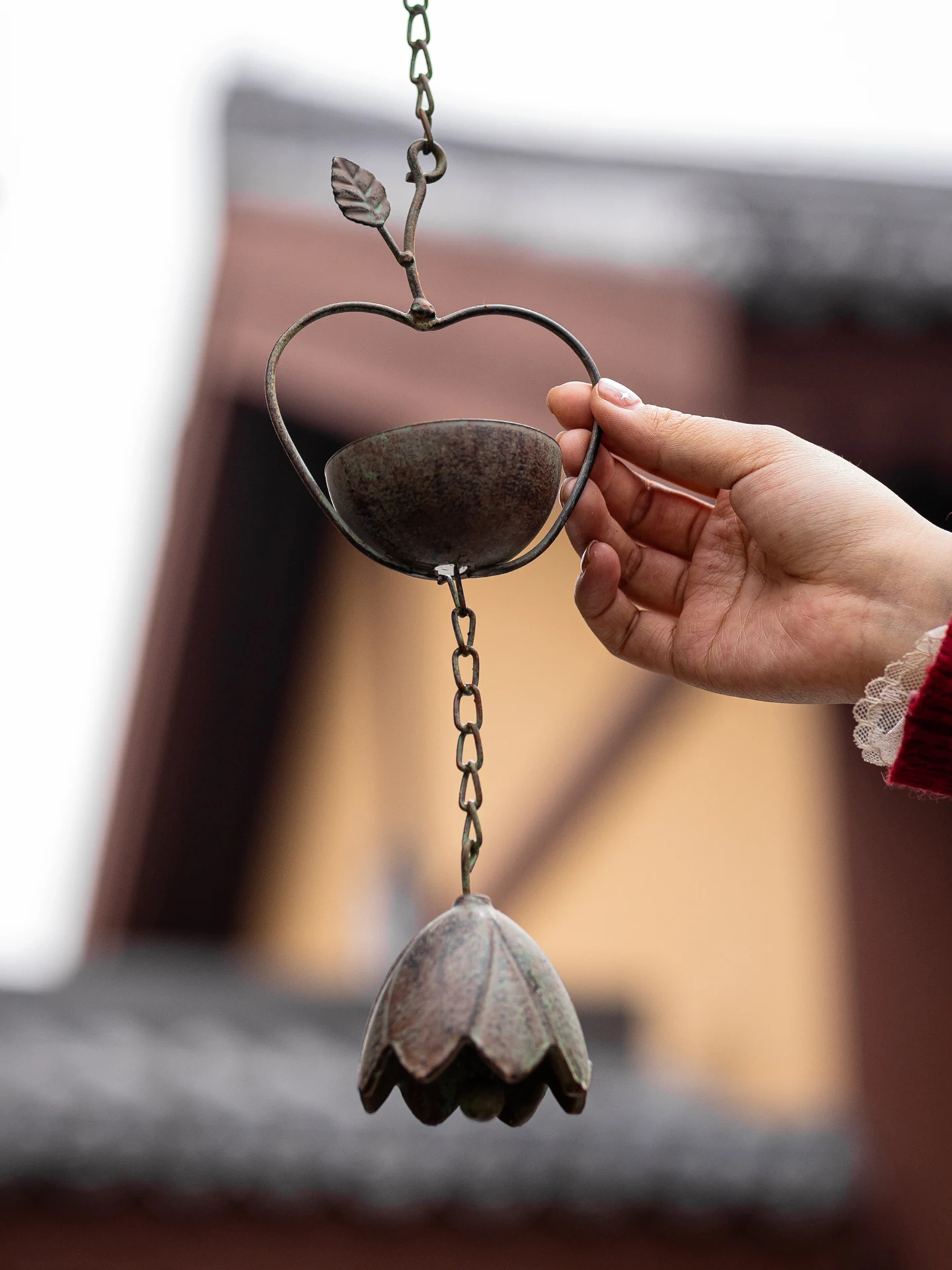 Campana de Lluvia Retro con Cadena, Decoración de Jardín, Adorno Colgante para Patio de Monasterio, Estilo Zen Japonés y Chino, Accesorios de Decoración para el Hogar