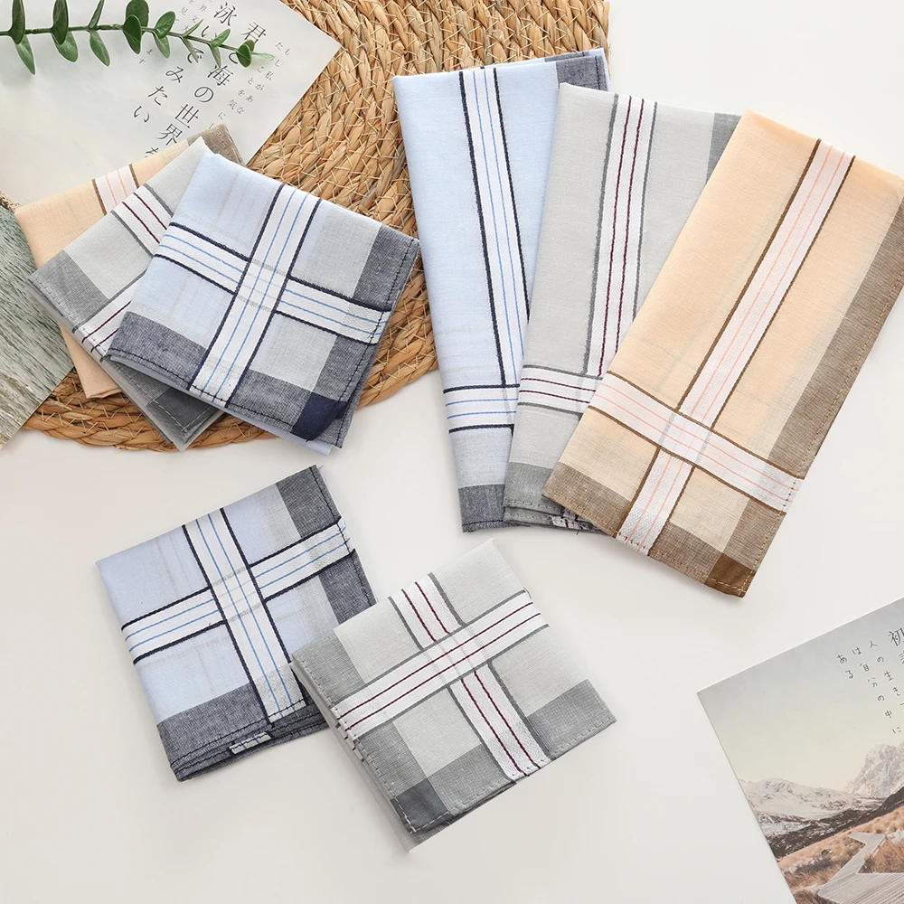 Men's Pure Cotton Yarn-Dyed Handkerchief, Gentleman's Satin Handkerchief, Old-Fashioned Thin Handkerchief, Wedding Season, Father's Day Souvenir, Universal for All Seasons