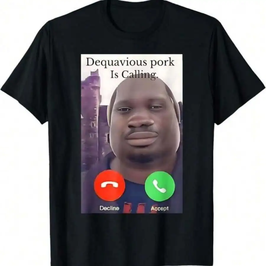 Camiseta 100% Algodón con Diseño de Memes de John Pork y la Frase 'Daquavious Pork Is Calling', Camiseta Cómoda de Algodón Puro