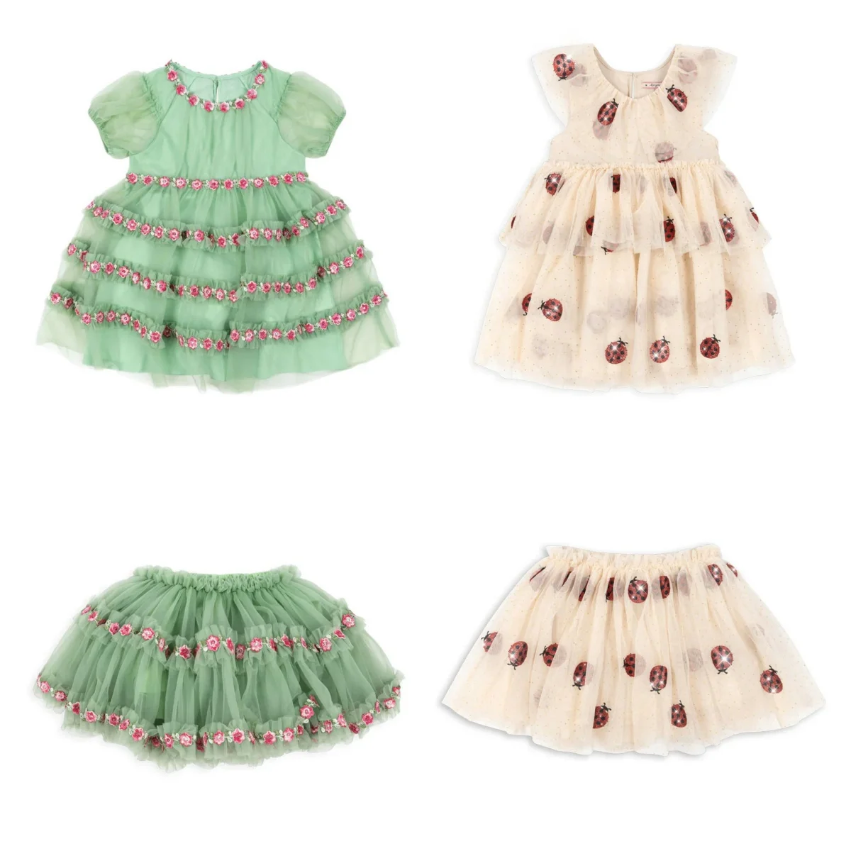 

Fashion Green Girl Summer Dress 2025 Mesh Flower Girl Princess Dress Cute Sweet Bow White Dress Tutu Skirt Party Kids Clothes