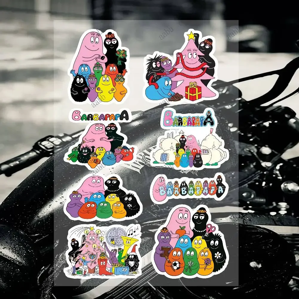 Cartoon B-Barbapapa Motorcycle Decal Sticker Kit Reflective Graphics For Helmet Tank Fairing Body Custom Bike