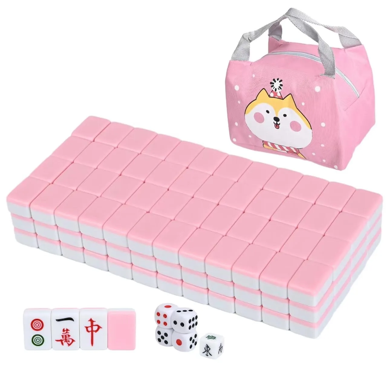 2025 New Traditional Chinese Mahjong Game Set 144 Tiles, Holiday Party Game, With Portable Handbag, Tile Size 2.4 * 1.5 * 1.1 cm