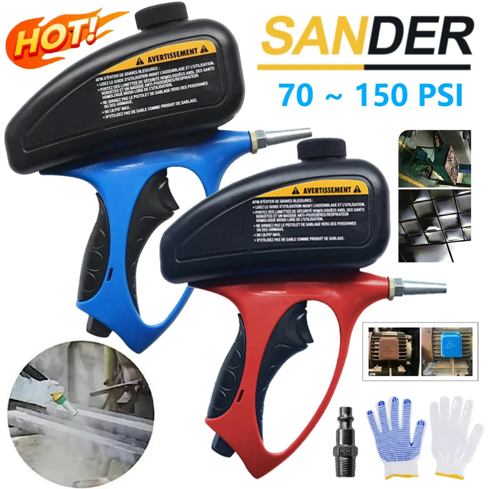 150 Psi Adjustable Sandblasting Gun Portable Sand Blaster Paint Spray Machine Gravity Pneumatic Small Handheld Blasting Gun Set