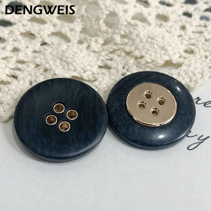 4-Holes Round Resin Metal Clothes Sewing Buttons Men and Women Coats Suit  Overcoat Cardigans High-Grade DIY Accessories Button