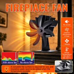 7 Blades Stove Fan Heat Powered Fireplace Fan Log Wood Burner Aluminum Alloy Eco-Fan Quiet Home Warm Efficient Heat Distribution