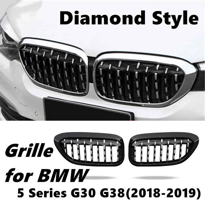 

Front Kidney Grille For BMW 5 Series G30 G38 2018-2019 Diamond Grille Meteor Style Front Bumper Grill Car refitting Car Styling