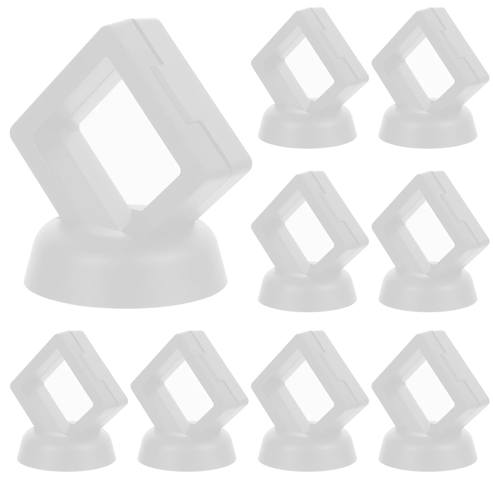 

10 Sets Jewelry Display Box 5x5cm White ABS Material Clear Film Floating Case for Ring Necklace Storage