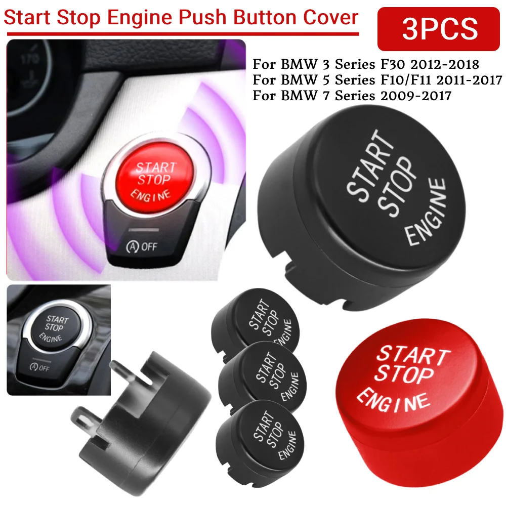 3 個ブラック/レッドスタートストップエンジンプッシュボタンカバーストーブワニスモデル用オートオフ付き BMW 3 シリーズ F30 2012-2018