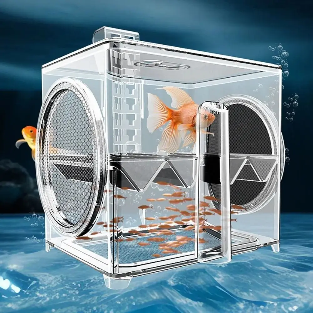 

Transparent Fish Isolation Incubator Pneumatic Wall Mounted Fish Isolation Box Plastic with 2M Air Tube Fish Egg Laying Room
