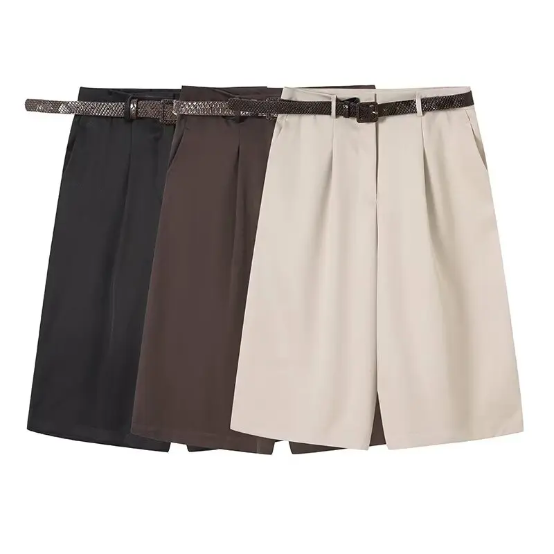 

Женские шорты 2026: Новинка лета, модные повседневные шорты с высокой талией, молнией и поясом, в стиле ретро, универсальные, шикарные