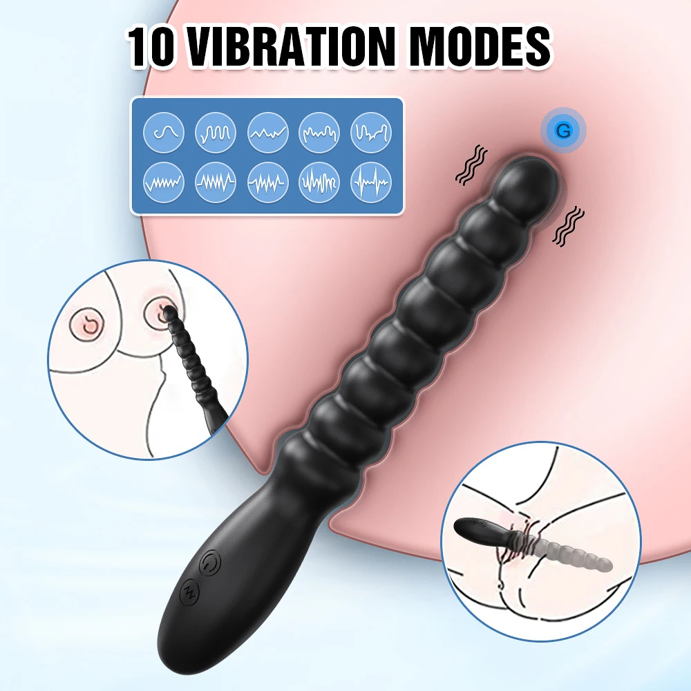Vibrador anal para massageador de próstata masculino, plugue anal vibratório de silicone macio, bolas anais, brinquedos sexuais eróticos adultos para mulheres, homens, gays