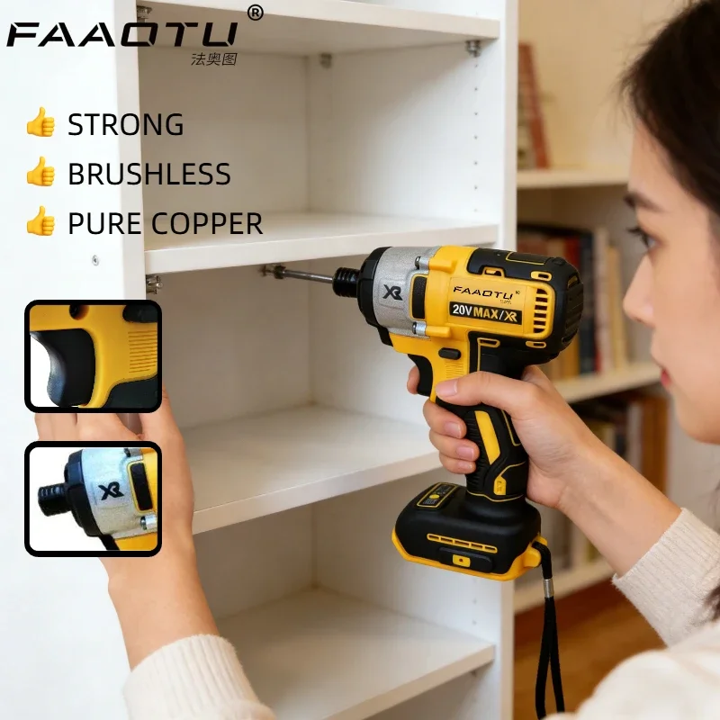 

Ударный шуруповерт FAAOTU DCF887, аккумуляторная отвертка, электрическая ударная дрель, совместимая с аккумуляторами Dewalt 20V (без аккумулятора)