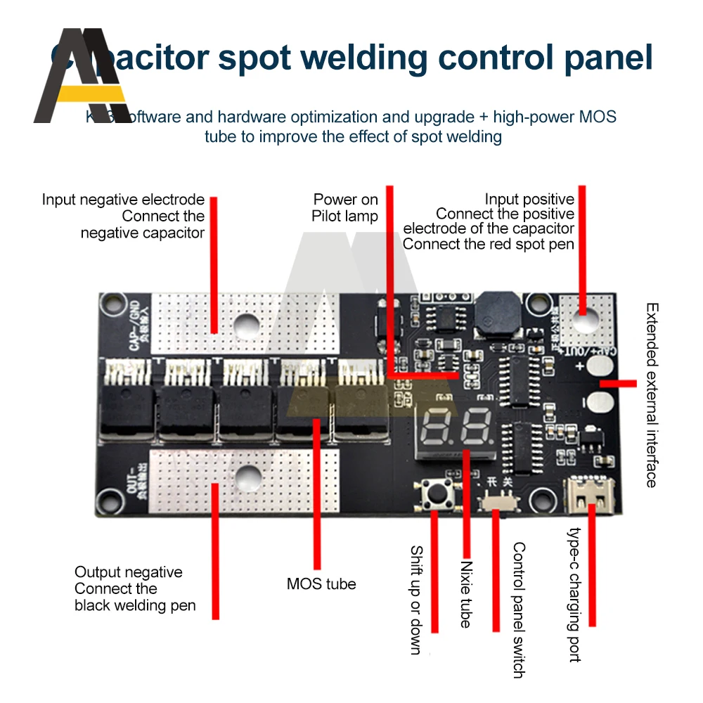5V Farad Condensatori Kit saldatore a punti 18650 Batteria PCB Scheda di controllo del circuito Saldatrice a punti per condensatori Farad Saldatura
