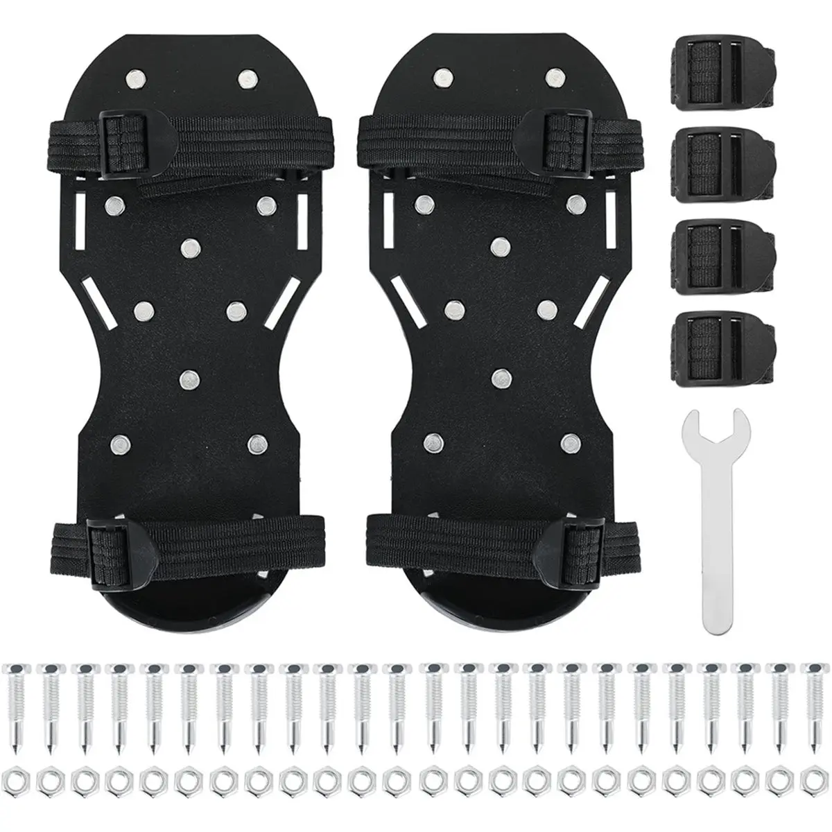 A24I Gunite Spiked Shoes with Adjustable 4 Straps and 26 Spikes Black One Size Fits All Lawn Aerator Shoes