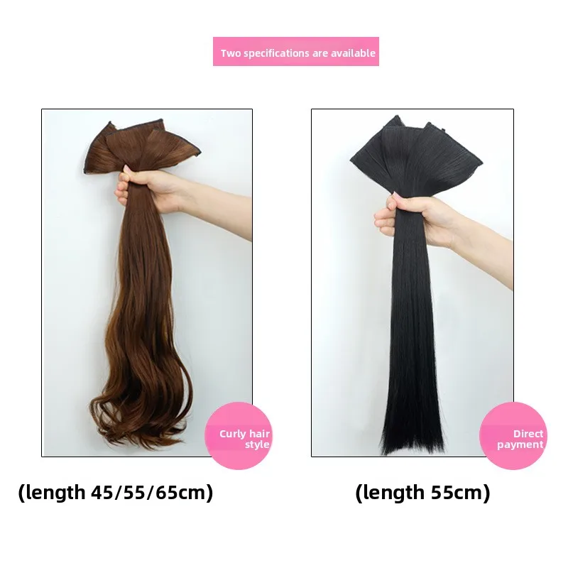 Gruby, trzyczęściowy, puszysty doczepiany peruka z dużymi falami, przedłużenie włosów, długi kręcony, prosty peruka trzyczęściowa, akcesoria anime.