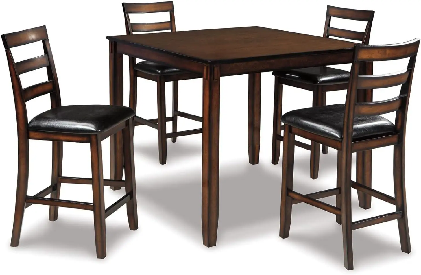 5 Piece Counter Height Dining Set Includes Table & 4 Barstools Brown The seats are a comfy treat come dinner time