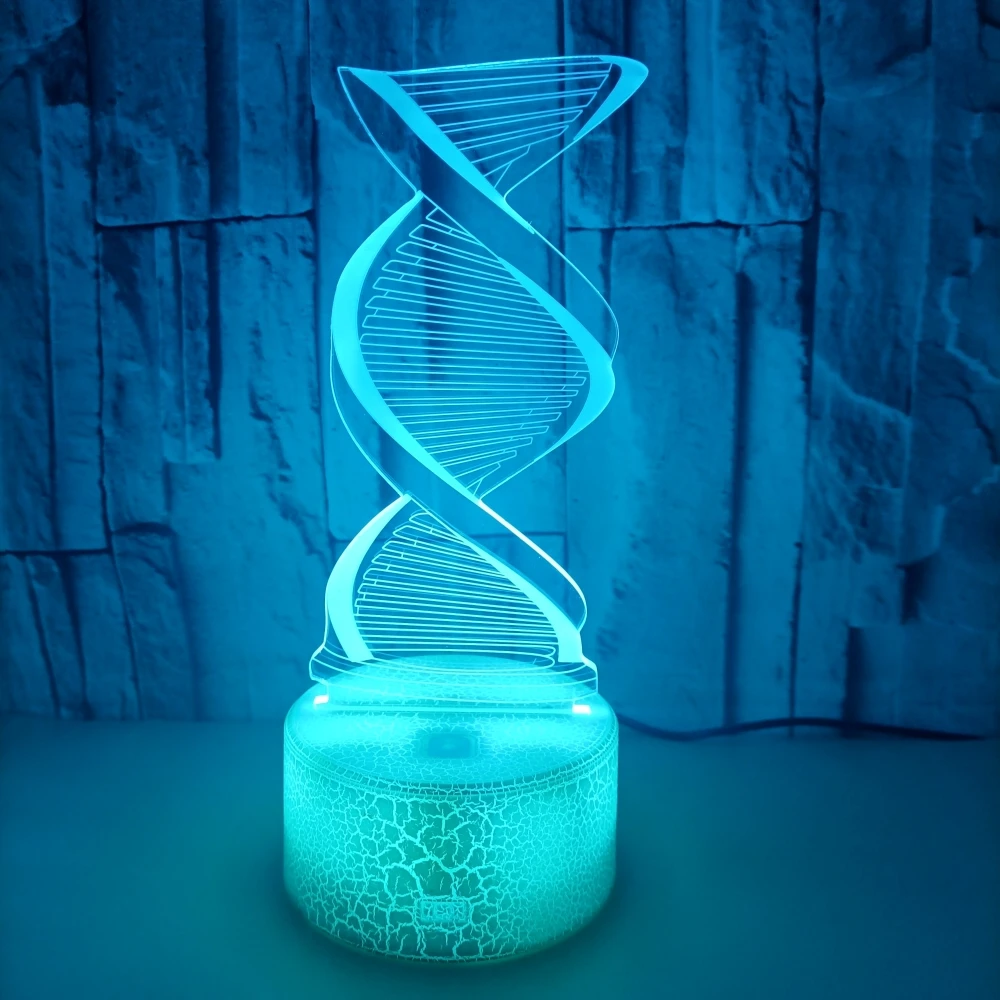 Nighdn DNA Model Night Light para niños, lámpara de noche de ilusión 3D Led, 7 colores cambiantes, decoración de dormitorio, regalos de cumpleaños