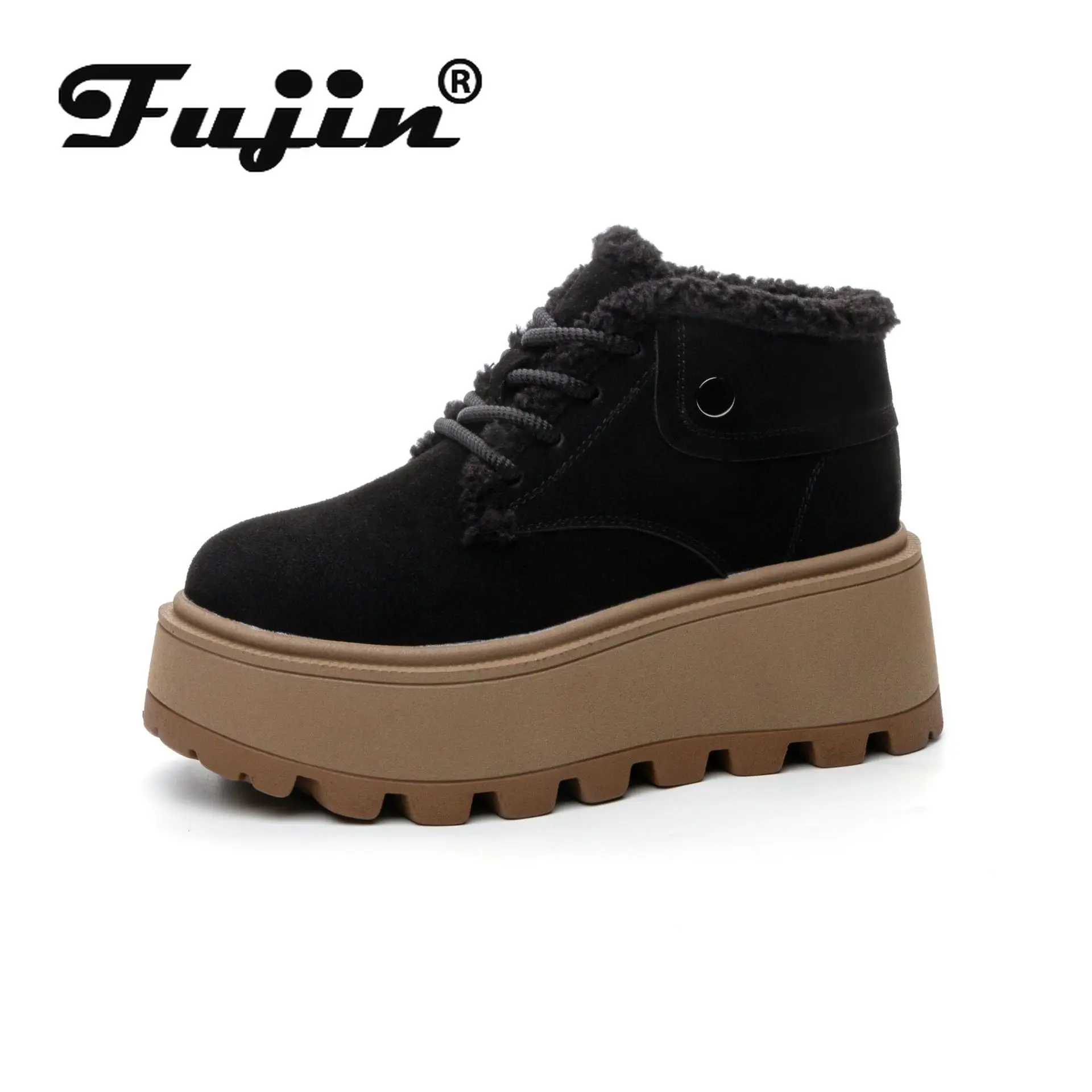 

Fujin 10cm Genuine Leather Chunky Sneakers for Women Fashion Sneakers Walking Shoes Platform Heel Sneakers Women Casual Shoes