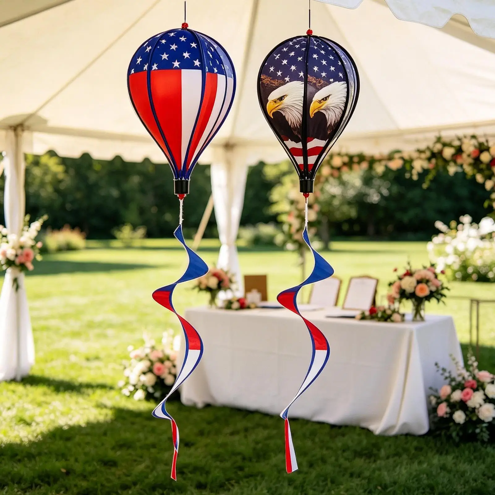 2pcs Hot Air Balloon Wind Spinners Hot Air Balloon Windmill 43 Inches Yard Spinners decoration For Patio Porch Window Balcony