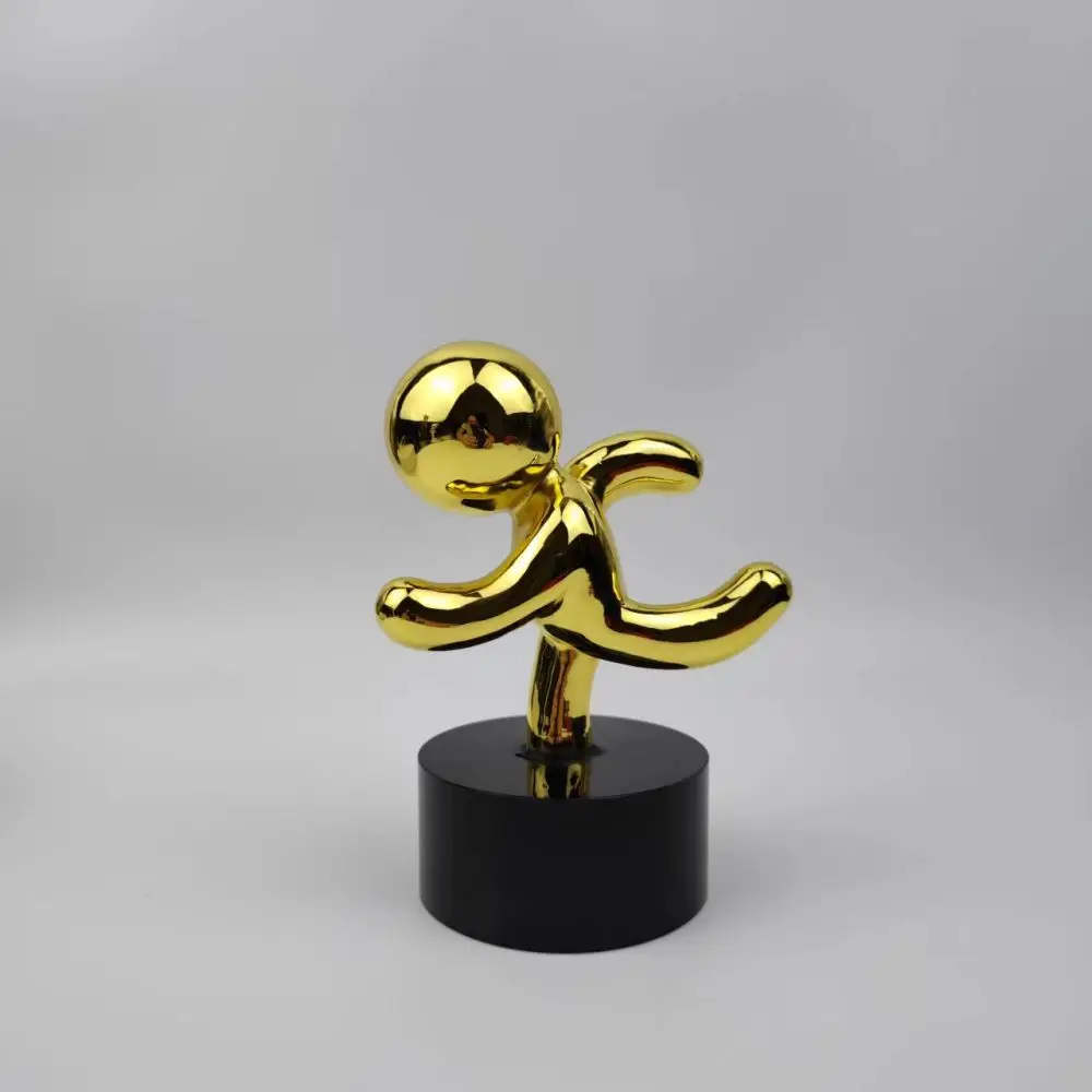 Wholesale Resin Running Golden Boy Sculpture Statue Figurine Award Souvenir Trophy logo Medal for Decorative Home Decor