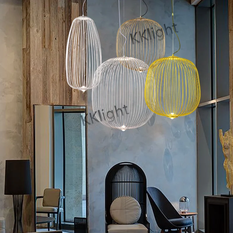 Modern Remote Foscarini Spokes LED Pendant Lights Nordic Decor Industrial style Bird Cage Chandeliers Lustre Suspension Fixtures