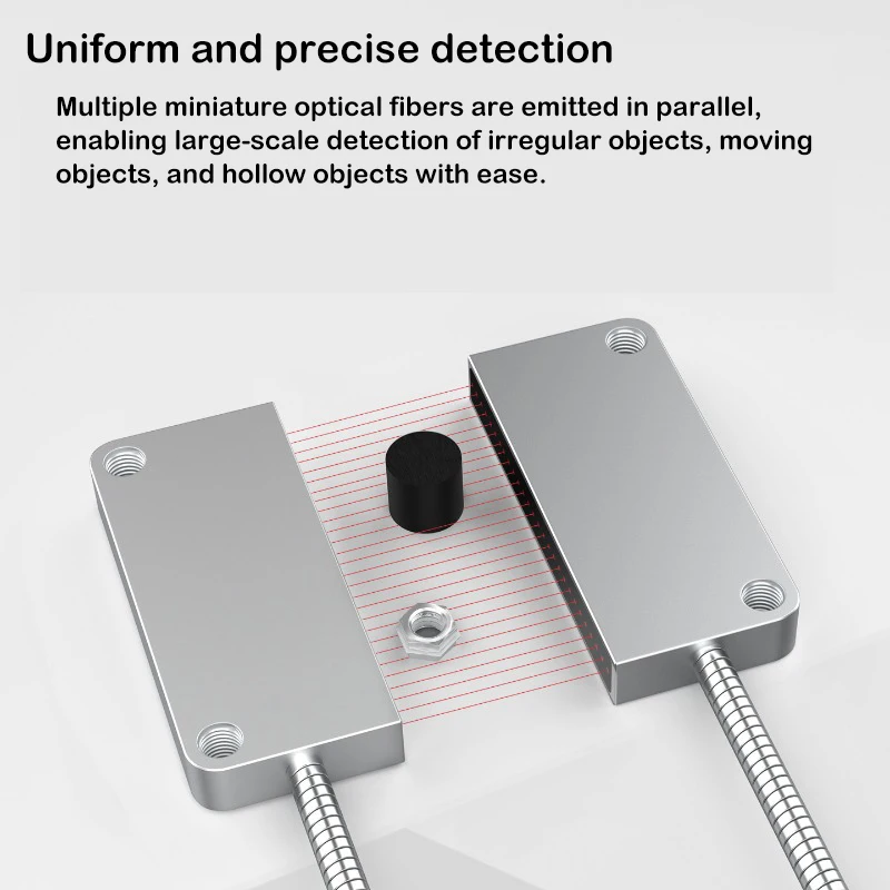Metal sheath area matrix optical fiber sensor, rectangular beam-scattering parting counting light curtain, grating photoelectric