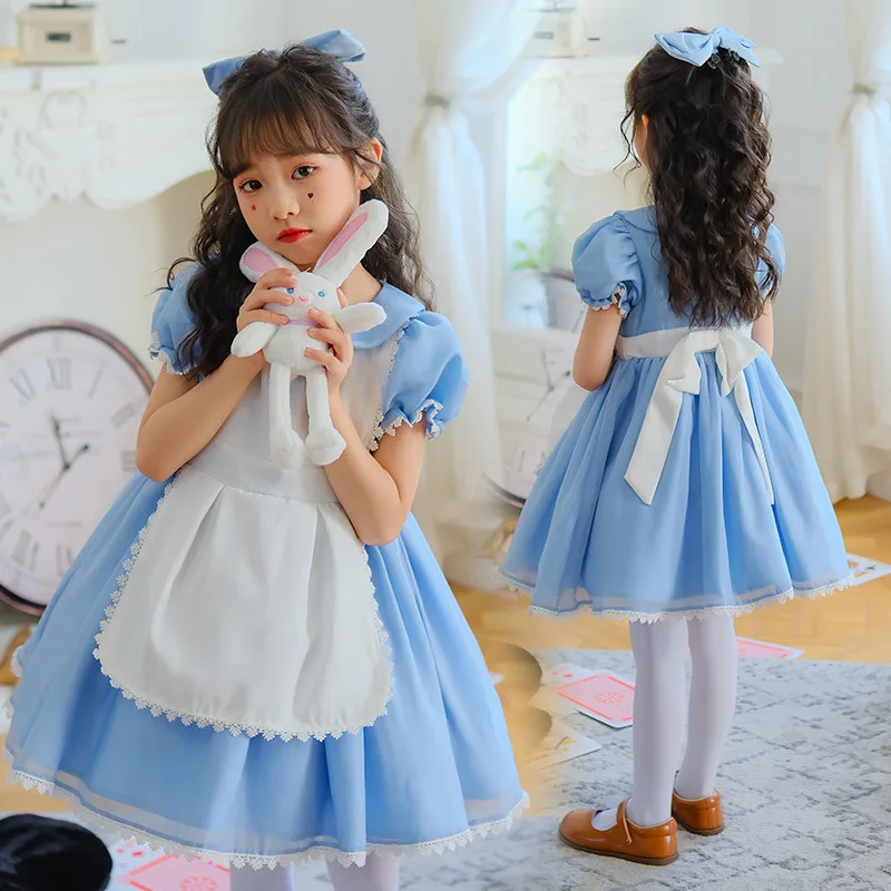 Blue Alice Maid Costume Wonderland Cute Costume Show Performance Children Dress Girl Performance Costume 2025