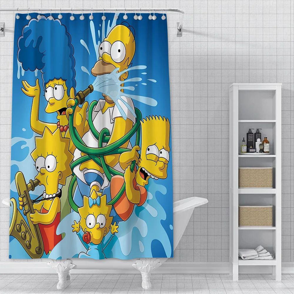 Cartoon Homer S-simpson Famil Shower Curtain Waterproof Polyester Fabric Paint Colorful Bath Curtains Bathroom Curtain With Hook