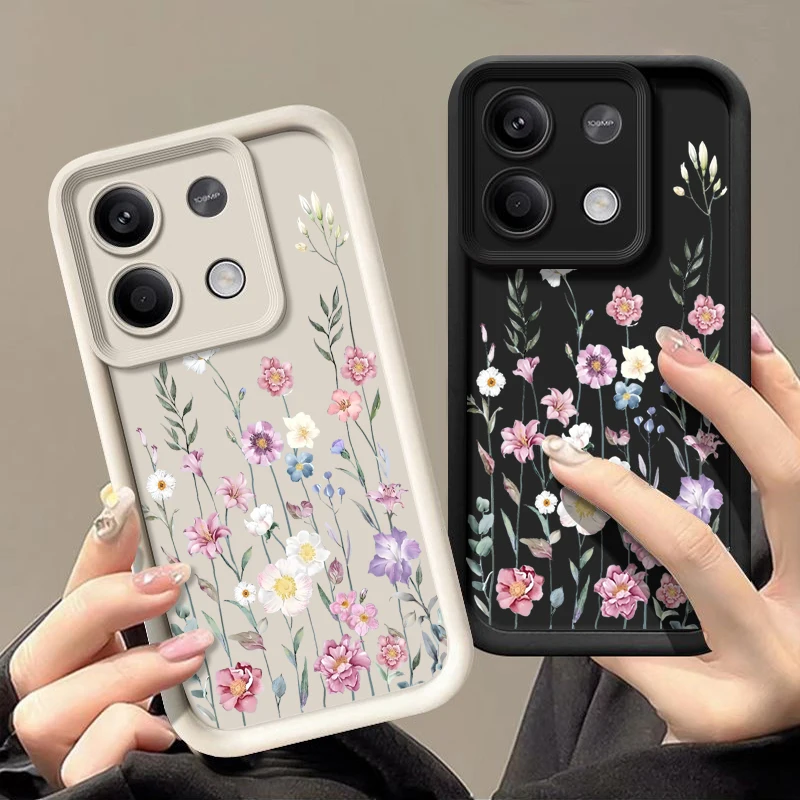 Pink White Flowers TPU Case For Xiaomi Redmi Note 13 14 Pro Plus 12 13 14 5G 13C Poco X6 X5 M6 F6 14T 13T Pro Soft Phone Cover