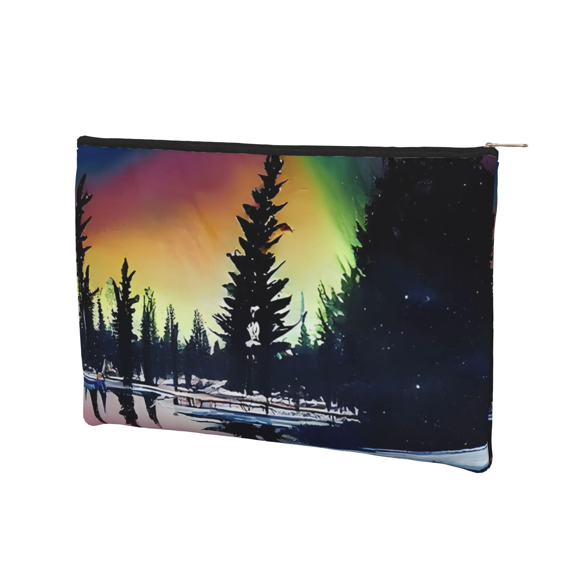 Stylish Trippy Landscape Winter Aurora I Makeup Bag Toiletry Bag with Zipper Cosmetic Pouch