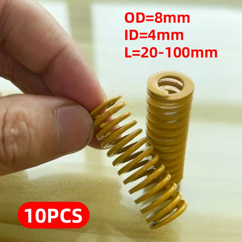 

Пружины сжатия Creamily, 10 шт., для штамповки, спиральные, внешний диаметр=8мм, внутренний диаметр=4мм, длина=20-100мм
